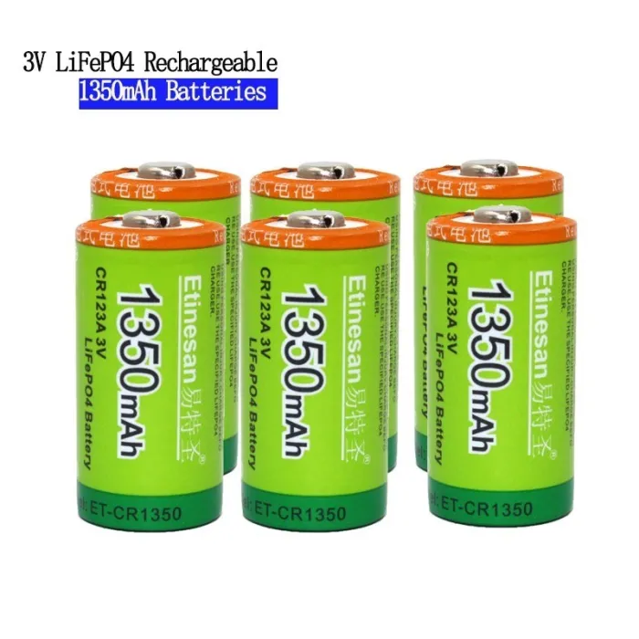 LiFePo4 - CR123A batteri - oppladbart - 1350mAh - 3V