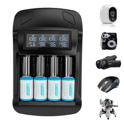 16340 CR123A battery - rechargeable - 3.7V - 800mAh - with chargerBattery
