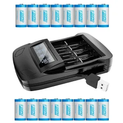 16340 CR123A battery - rechargeable - 3.7V - 800mAh - with chargerBattery