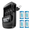16340 CR123A akku - ladattava - 3,7V - 800mAh - laturilla