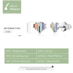 Boucles d'oreilles en forme de coeur - avec émail arc-en-ciel