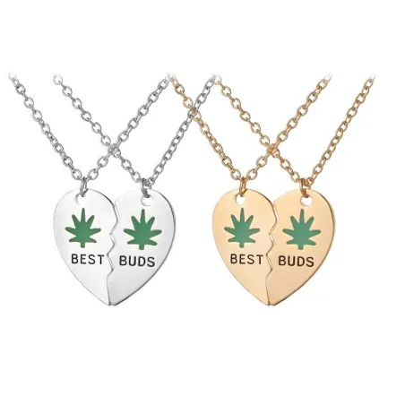 Zawieszka w kształcie serca z naszyjnikiem - BEST BUDS - 2 sztukiNaszyjniki