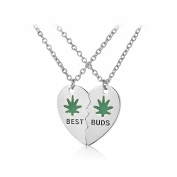 CollarColgante en forma de corazón con collar - BEST BUDS - 2 piezas