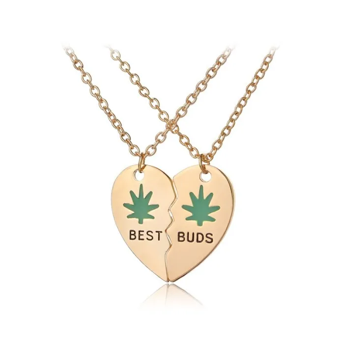 Ciondolo a forma di cuore con collana - BEST BUDS - 2 pezzi