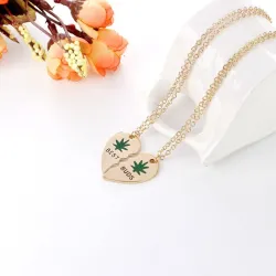 Ciondolo a forma di cuore con collana - BEST BUDS - 2 pezzi