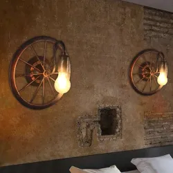 Vintage koło przemysłowe - kinkiet - lampa ściennaKinkiety