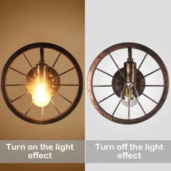 Vintage industrihjul - vegglampe