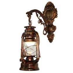 Vintage LED væglampe - jern lanterne
