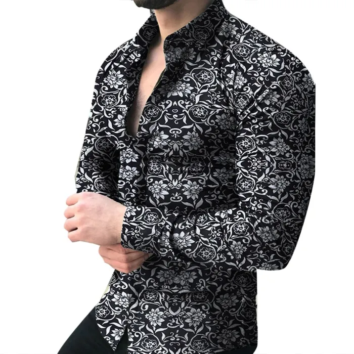 Muoti pitkähihainen paita - kukkaprintti - slim fit