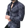 Moderiktig långärmad skjorta - blommigt tryck - slim fit