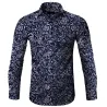 Moderiktig långärmad skjorta - blommigt tryck - slim fit