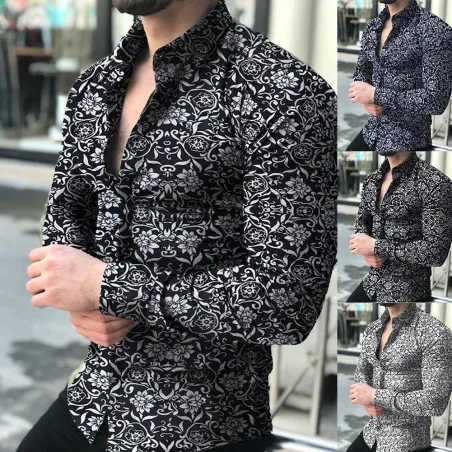 CamisetasCamisa de manga larga de moda - estampado floral - ajuste delgado