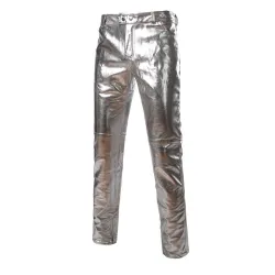 Fashionabla glänsande metalliska byxor