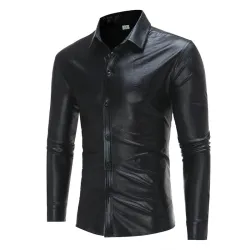 Camicia a maniche lunghe metallizzata lucida alla moda