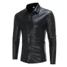 Camicia a maniche lunghe metallizzata lucida alla moda