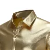 Modieus glanzend metallic overhemd met lange mouwenT-Shirts