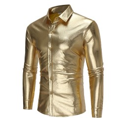 Fasjonabel, skinnende metallisk langermet skjorte