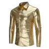 Camicia a maniche lunghe metallizzata lucida alla moda