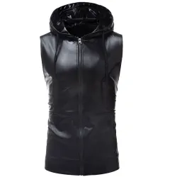 Skinnende metallisk hettevest