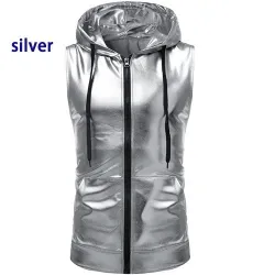 Skinnende metallisk hettevest