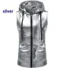 Gilet con cappuccio metallizzato lucido