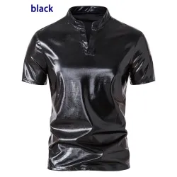 T-shirt metallizzata lucida a maniche corte