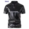 T-shirt metallizzata lucida a maniche corte