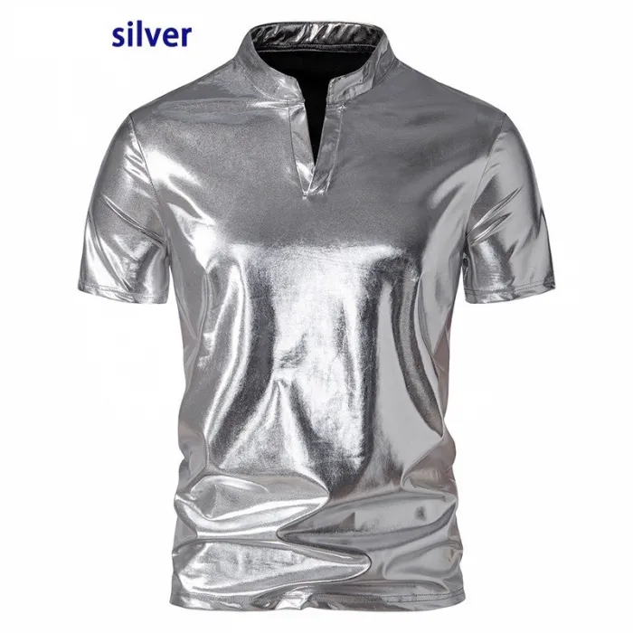 Glanzend metallic T-shirt met korte mouwenT-Shirts