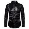 Camicia a maniche lunghe metallizzata lucida - con paillettes decorative