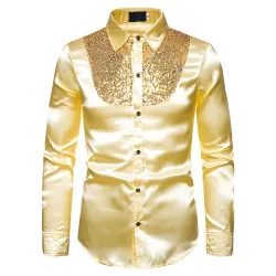 Shiny metallic long sleeve shirt - with decorative sequinsT-shirts