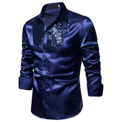 Błyszcząca metaliczna koszula z długim rękawem - z ozdobnymi cekinamiT-shirt
