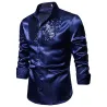 Camisa metálica brilhante de manga comprida - com lantejoulas decorativas