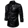 Camisa metálica brilhante de manga comprida - com lantejoulas decorativas