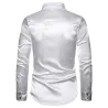 Camisa metálica brilhante de manga comprida - com lantejoulas decorativas