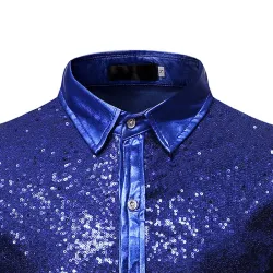 Camicia a maniche lunghe metallizzata lucida - con decorazioni in paillettes