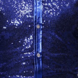 Skinnende metallisk langermet skjorte - med paljetter dekorasjoner