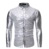 Glanzend metallic overhemd met lange mouwen - met paillettenversieringenT-Shirts