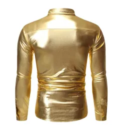 Skinnende metallisk langærmet skjorte - med pailletter dekorationer