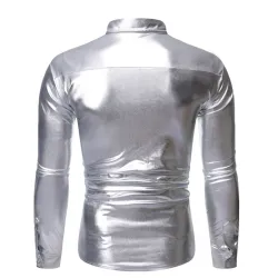 Glanzend metallic overhemd met lange mouwen - met paillettenversieringenT-Shirts