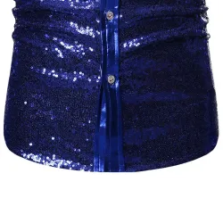Glanzend metallic overhemd met lange mouwen - met paillettenversieringenT-Shirts