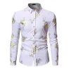 Chemise luxueuse à manches longues - roses dorées imprimées