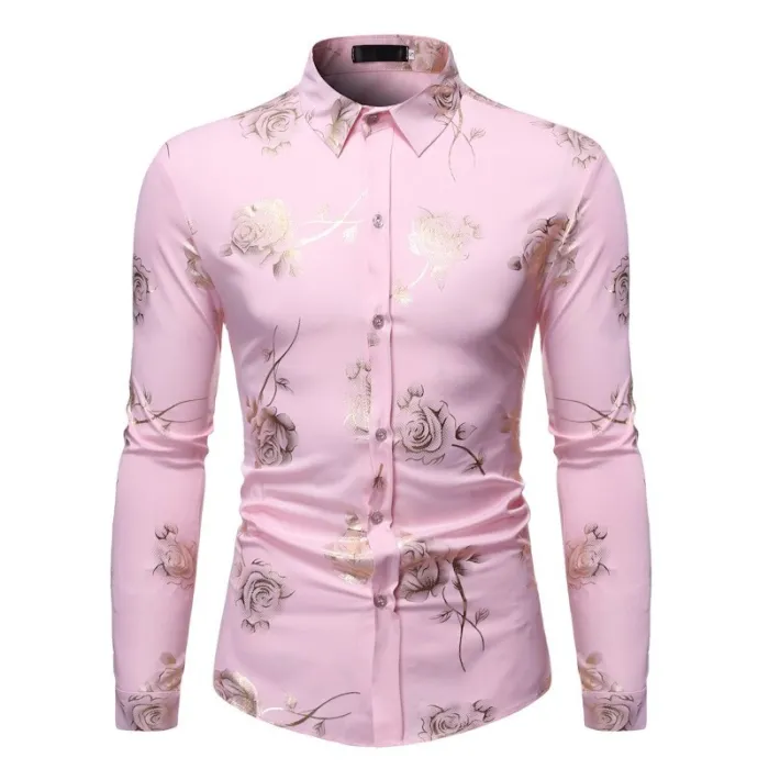 CamisetasLujosa camisa de manga larga - estampado de rosas doradas