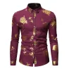 Lussuosa camicia a maniche lunghe - rose dorate stampate