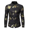 Chemise luxueuse à manches longues - roses dorées imprimées