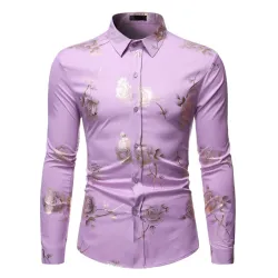 Luxuriöses Langarmshirt - bedruckt mit goldenen Rosen