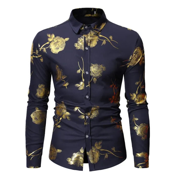 CamisetasLujosa camisa de manga larga - estampado de rosas doradas