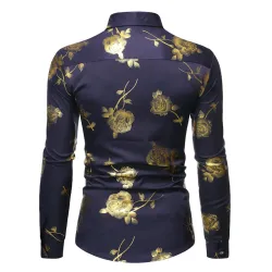 CamisetasLujosa camisa de manga larga - estampado de rosas doradas
