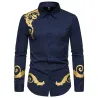 Elegantes Langarmhemd - luxuriöser goldener Barockdruck