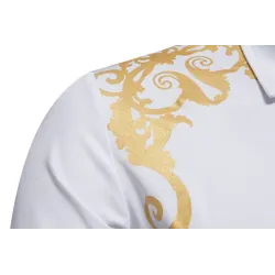 Elegantes Langarmhemd - luxuriöser goldener Barockdruck
