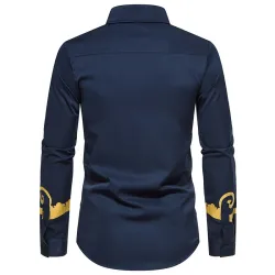 Chemise élégante à manches longues - imprimé baroque doré de luxe